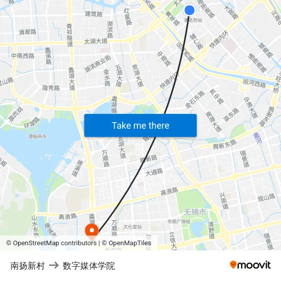 南扬新村 to 数字媒体学院 map