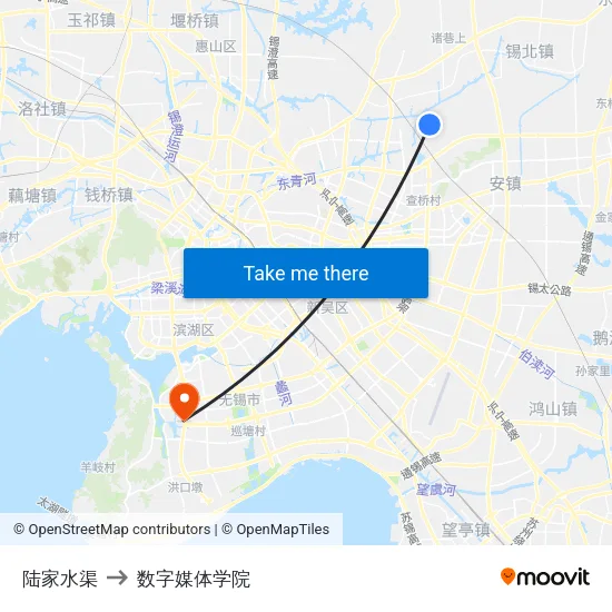 陆家水渠 to 数字媒体学院 map