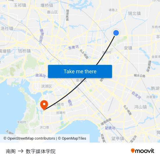 南阁 to 数字媒体学院 map