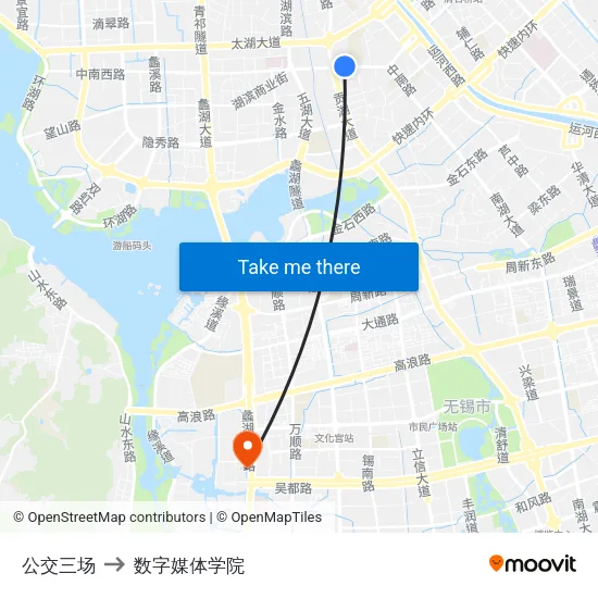 公交三场 to 数字媒体学院 map