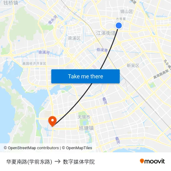 华夏南路(学前东路) to 数字媒体学院 map