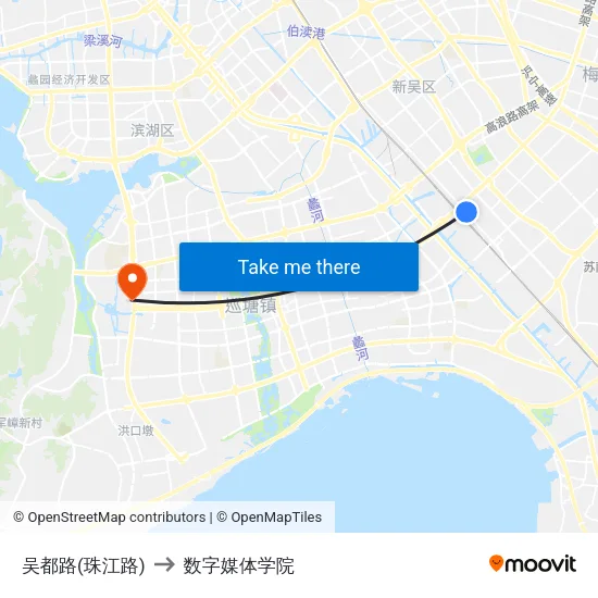 吴都路(珠江路) to 数字媒体学院 map