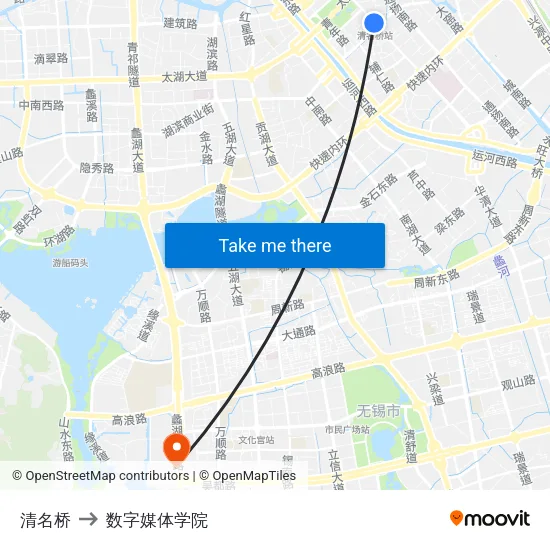清名桥 to 数字媒体学院 map