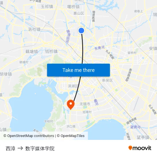 西漳 to 数字媒体学院 map