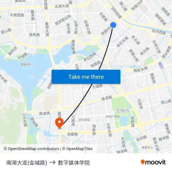 南湖大道(金城路) to 数字媒体学院 map