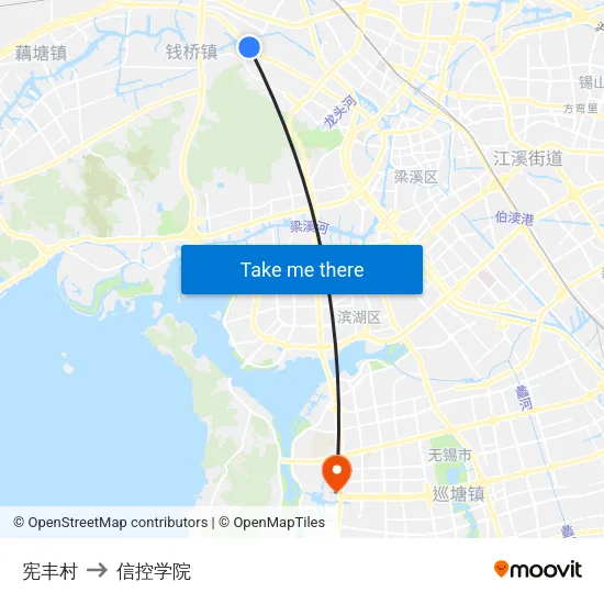 宪丰村 to 信控学院 map