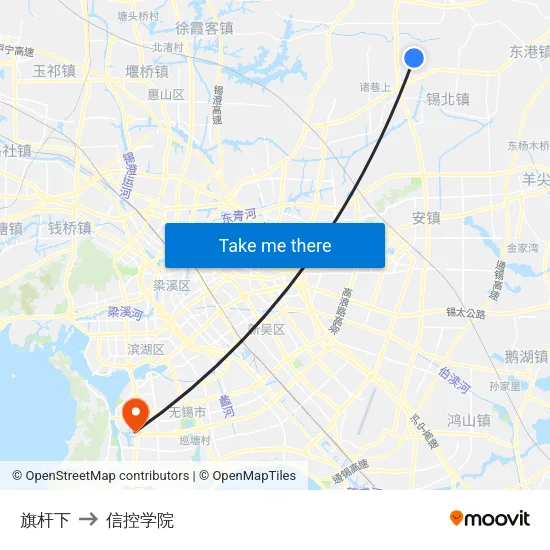 旗杆下 to 信控学院 map