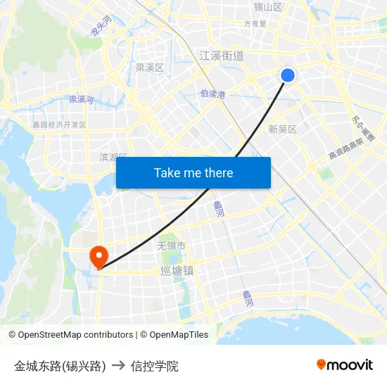 金城东路(锡兴路) to 信控学院 map