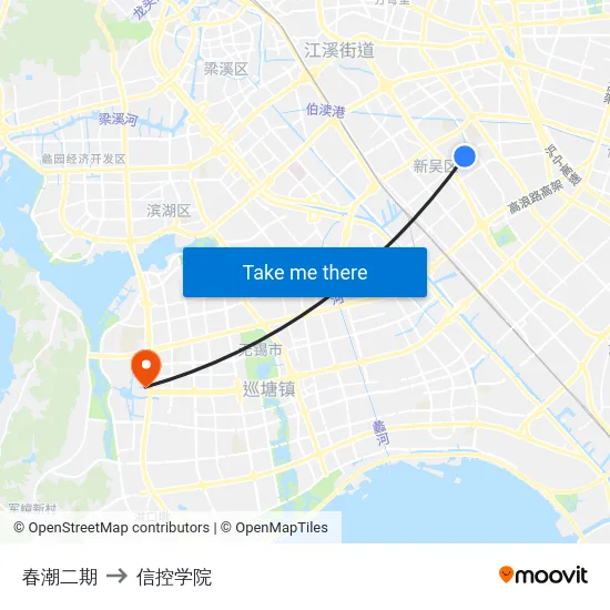 春潮二期 to 信控学院 map