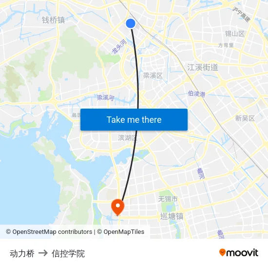 动力桥 to 信控学院 map