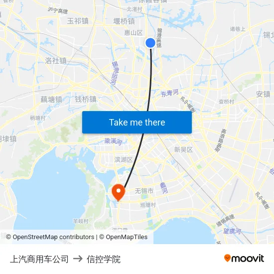 上汽商用车公司 to 信控学院 map