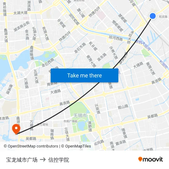 宝龙城市广场 to 信控学院 map