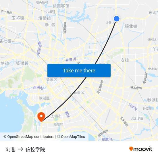 刘巷 to 信控学院 map