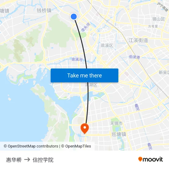 惠华桥 to 信控学院 map