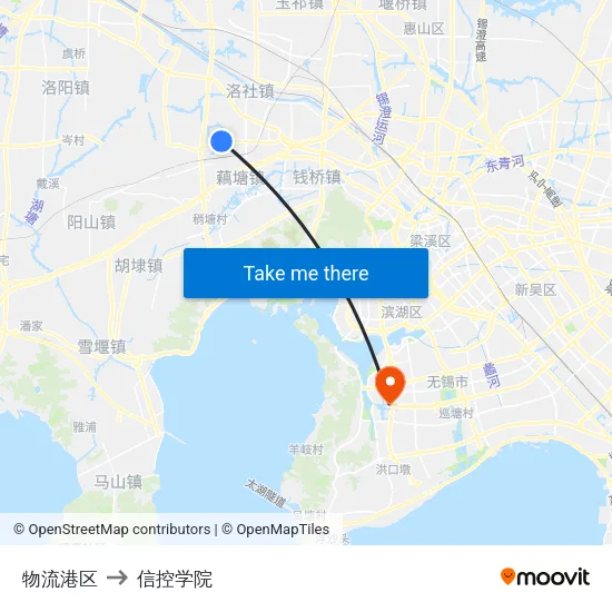 物流港区 to 信控学院 map