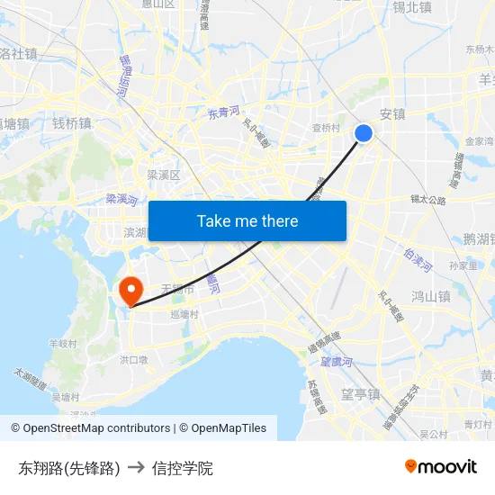东翔路(先锋路) to 信控学院 map