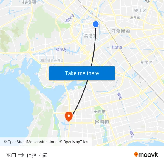 东门 to 信控学院 map