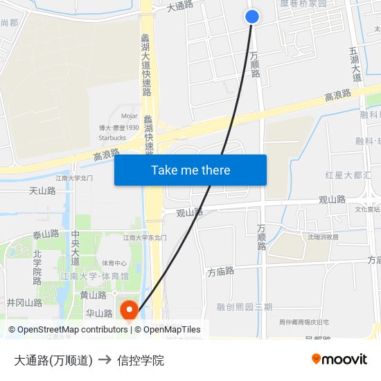 大通路(万顺道) to 信控学院 map