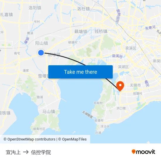 宣沟上 to 信控学院 map