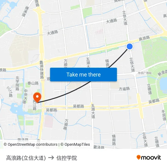 高浪路(立信大道) to 信控学院 map