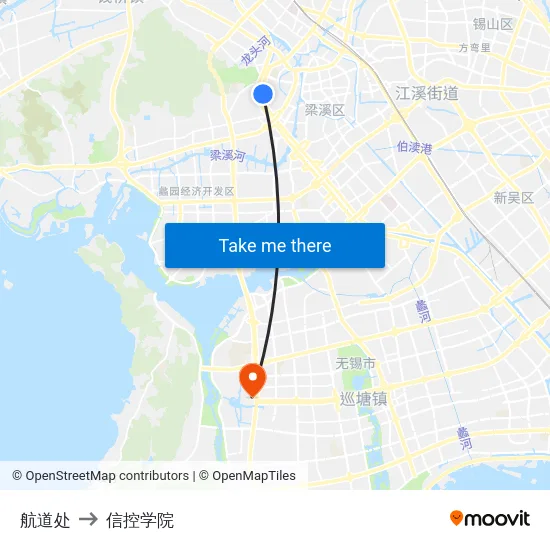 航道处 to 信控学院 map