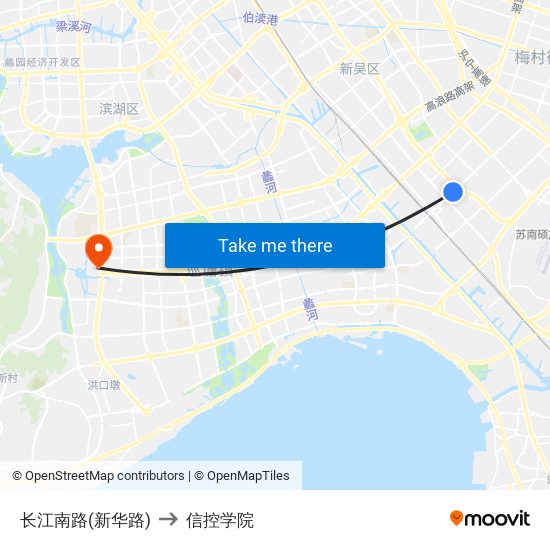 长江南路(新华路) to 信控学院 map