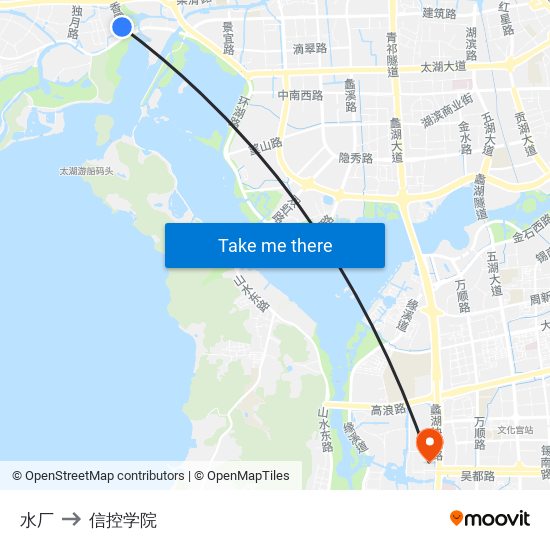 水厂 to 信控学院 map