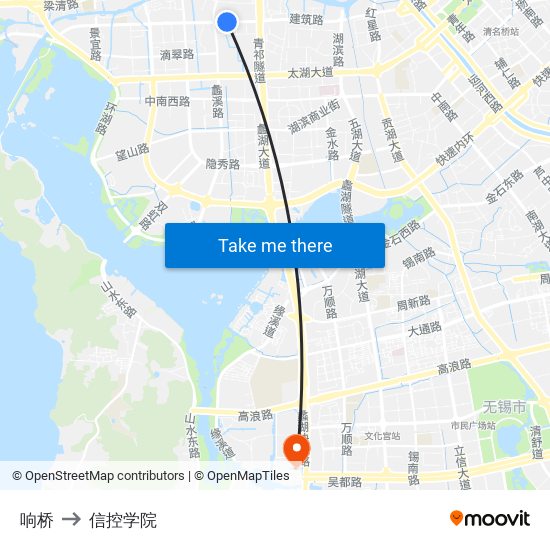 响桥 to 信控学院 map