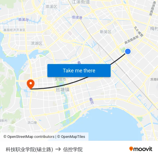 科技职业学院(锡士路) to 信控学院 map