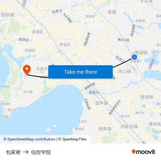 包家桥 to 信控学院 map