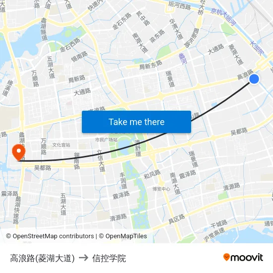 高浪路(菱湖大道) to 信控学院 map