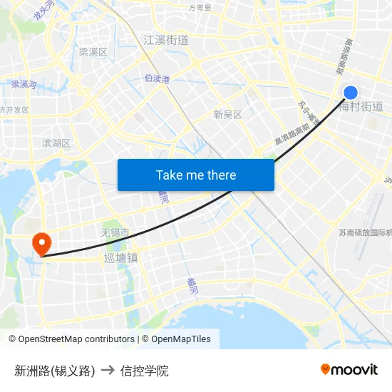 新洲路(锡义路) to 信控学院 map