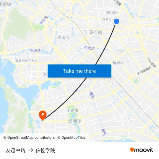 友谊中路 to 信控学院 map