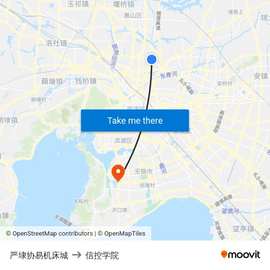 严埭协易机床城 to 信控学院 map