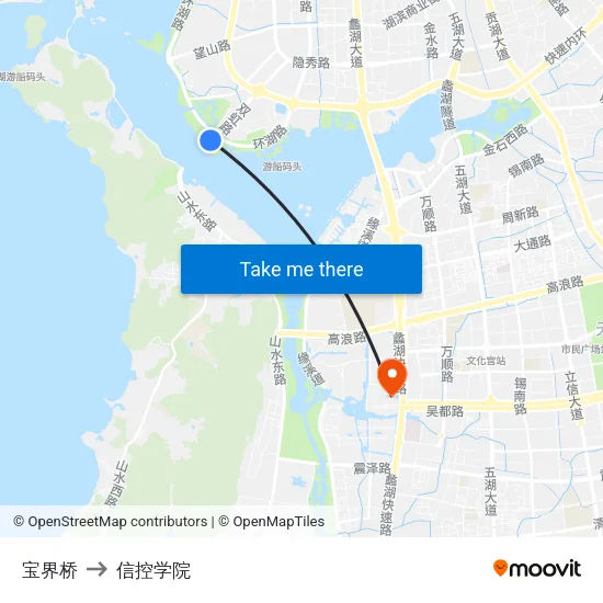宝界桥 to 信控学院 map