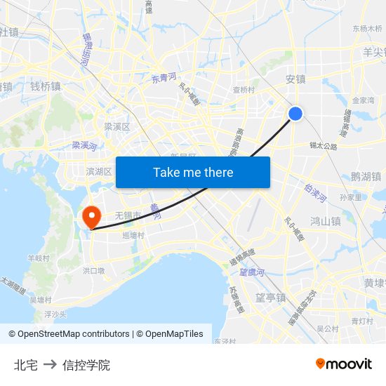 北宅 to 信控学院 map