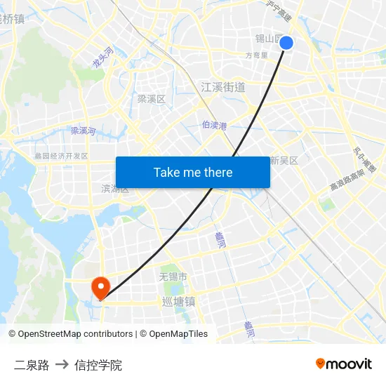 二泉路 to 信控学院 map