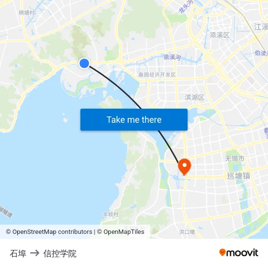 石埠 to 信控学院 map