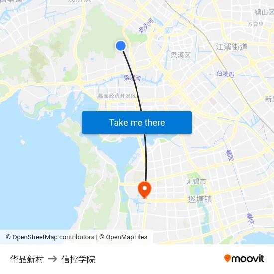 华晶新村 to 信控学院 map