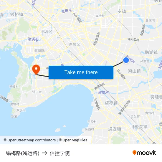 锡梅路(鸿运路) to 信控学院 map