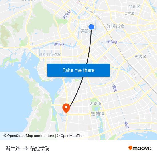 新生路 to 信控学院 map