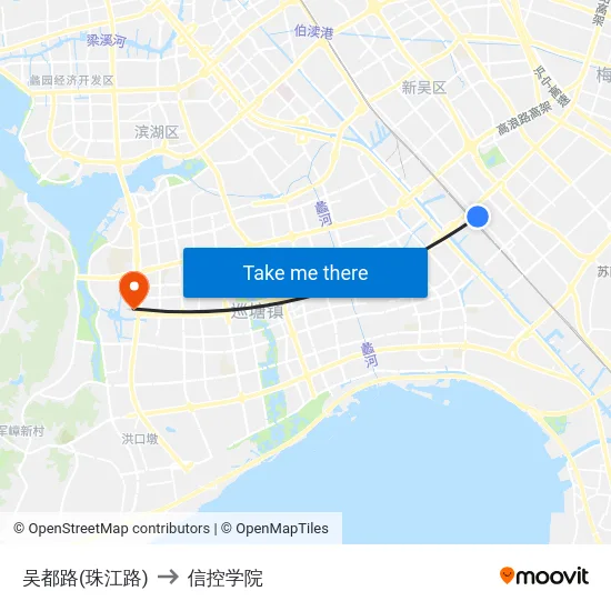 吴都路(珠江路) to 信控学院 map
