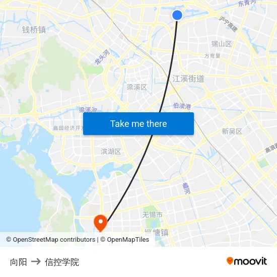 向阳 to 信控学院 map