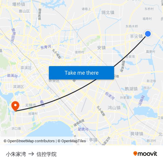 小朱家湾 to 信控学院 map