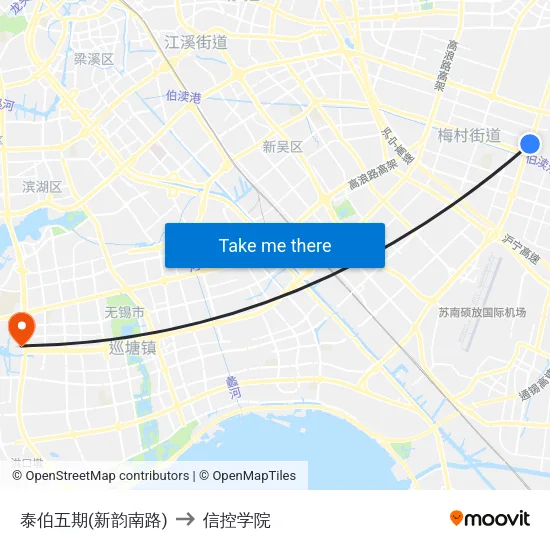 泰伯五期(新韵南路) to 信控学院 map