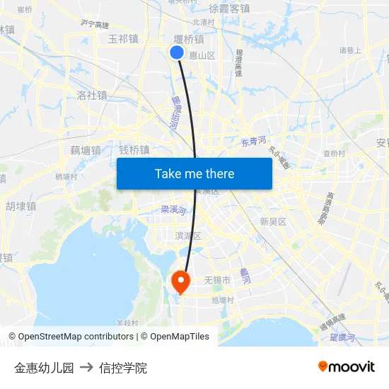 金惠幼儿园 to 信控学院 map