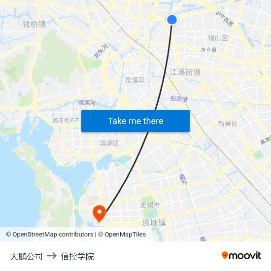 大鹏公司 to 信控学院 map