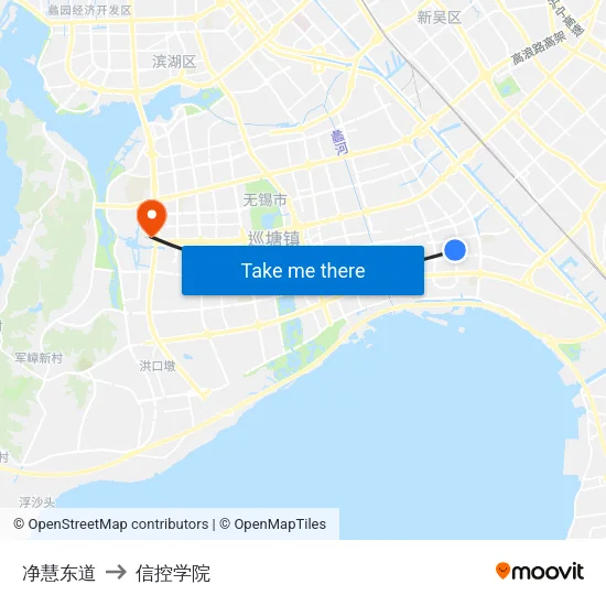净慧东道 to 信控学院 map