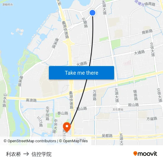 利农桥 to 信控学院 map