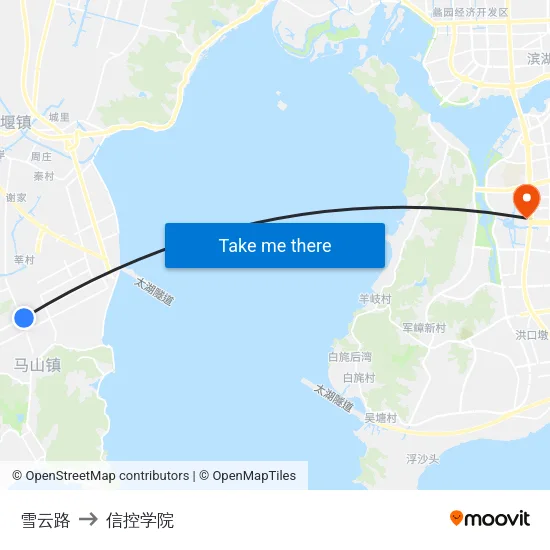 雪云路 to 信控学院 map